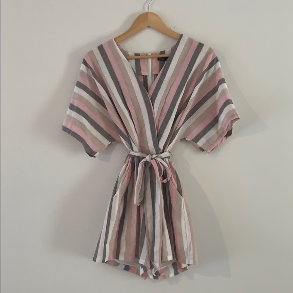 Ladies kimono style stripped romper